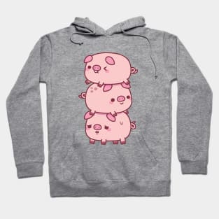 Cute Three Little Pigs Stacked Together Funny Hoodie